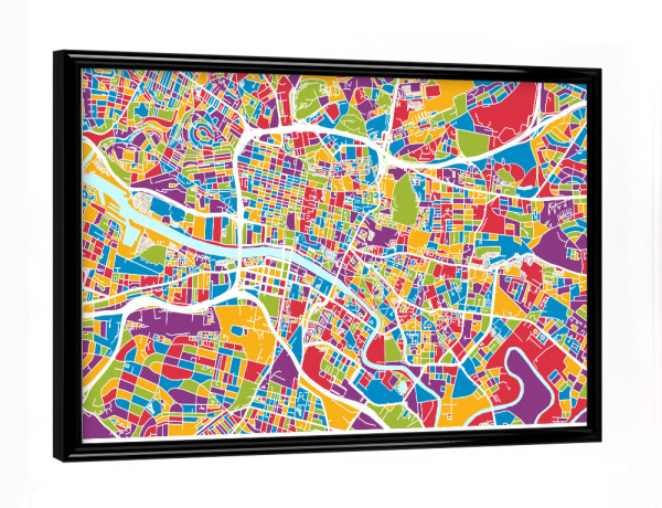 Poster mit schwarzem Rahmen "Glasgow Street Map 2" artboxONE - Städte,Kartografie