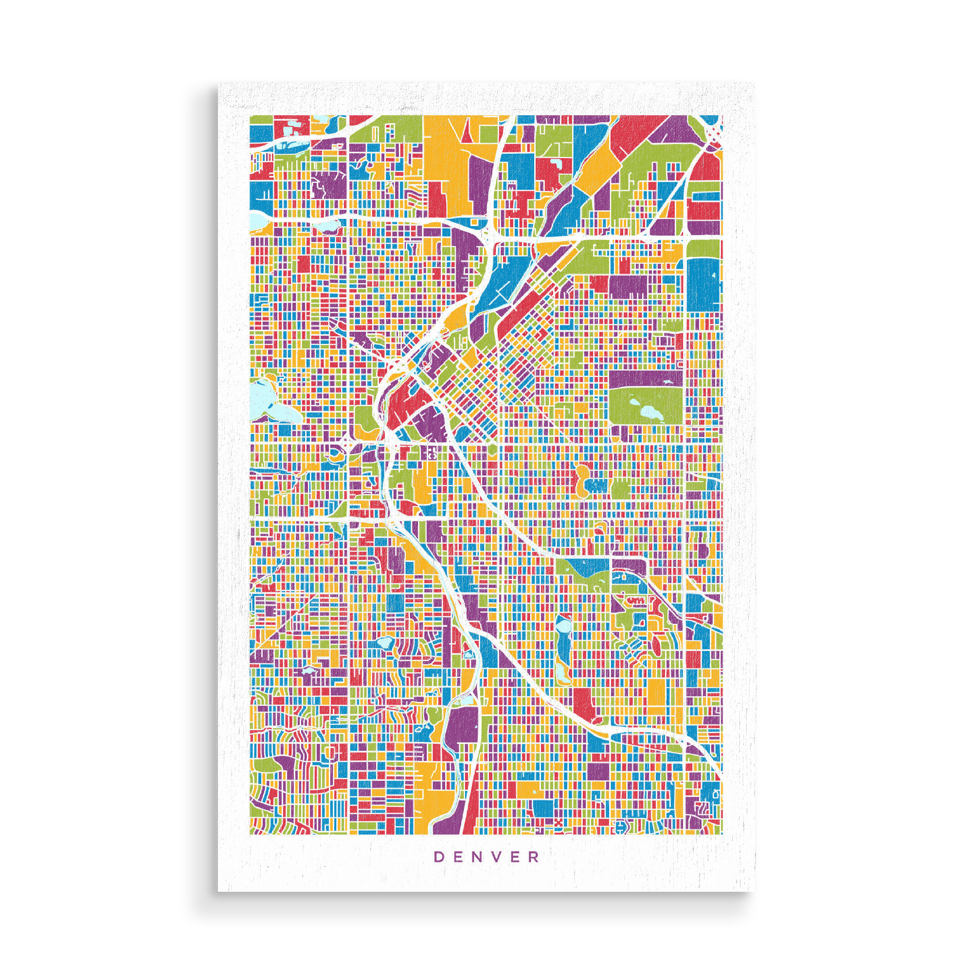 Holzbild "Denver Colorado Street Map 2" artboxONE - Städte,Kartografie