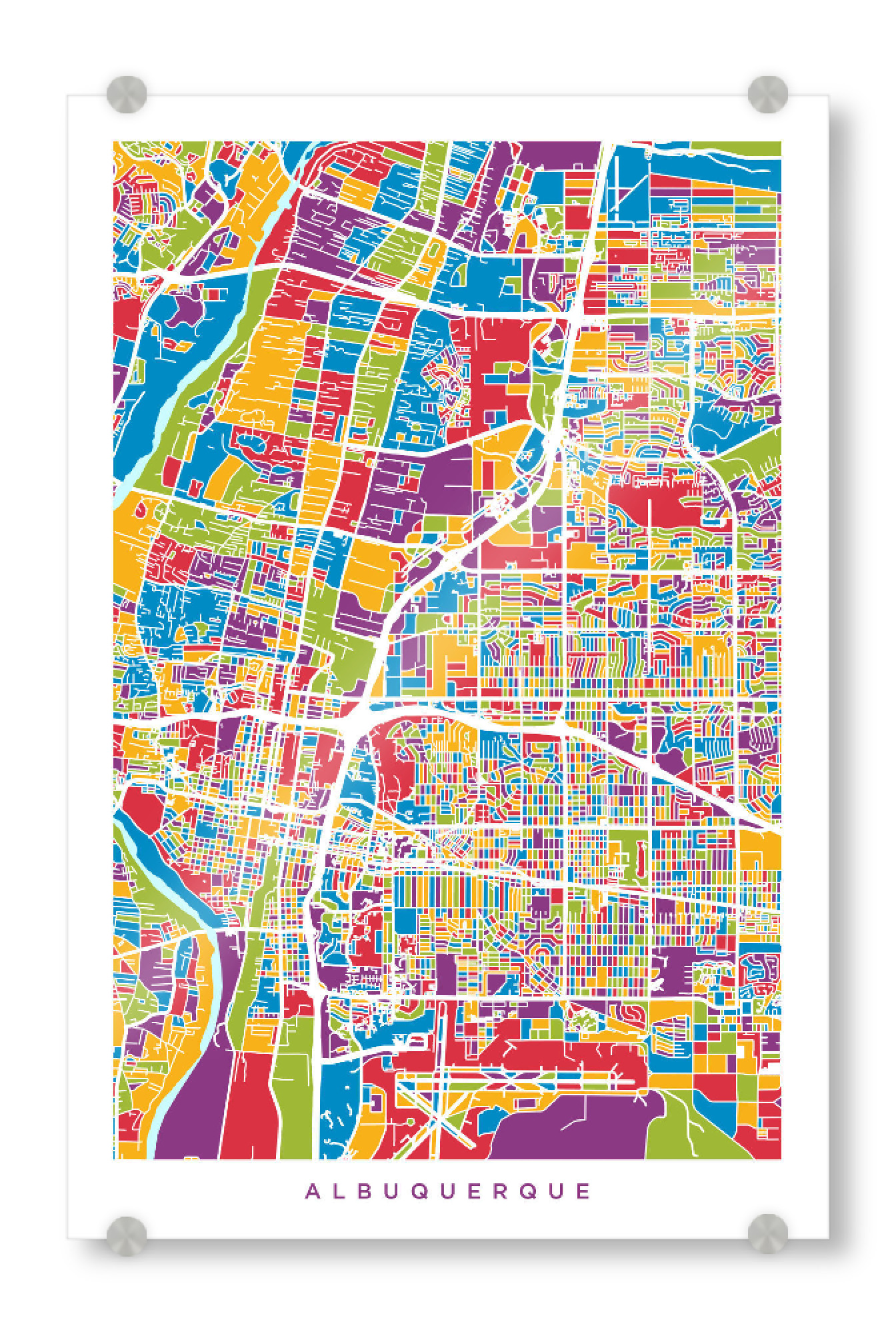 Acrylglasbild "Albuquerque New Mexico City Street Map 2" artboxONE - Städte,Kartografie - Straßenkarte von albuquerque,New mexico,Usa
