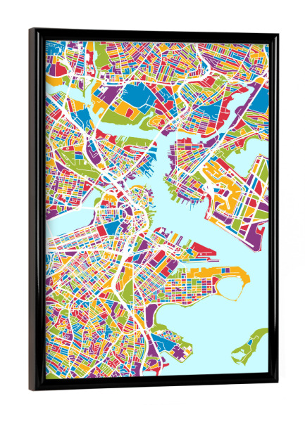 Poster mit schwarzem Rahmen "Boston Massachusetts Street Map 2" artboxONE - Städte,Städte / Boston,Kartografie