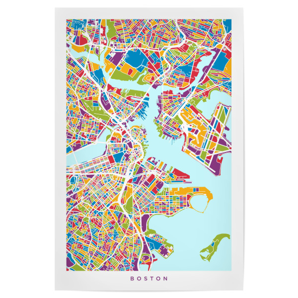 Poster 30x20 cm "Boston Massachusetts Street Map 2" artboxONE - Städte,Städte / Boston,Kartografie