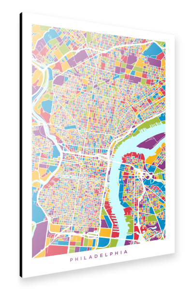 Alu-Dibond "Philadelphia Pennsylvania Street Map 2" 30x20 cm artboxONE