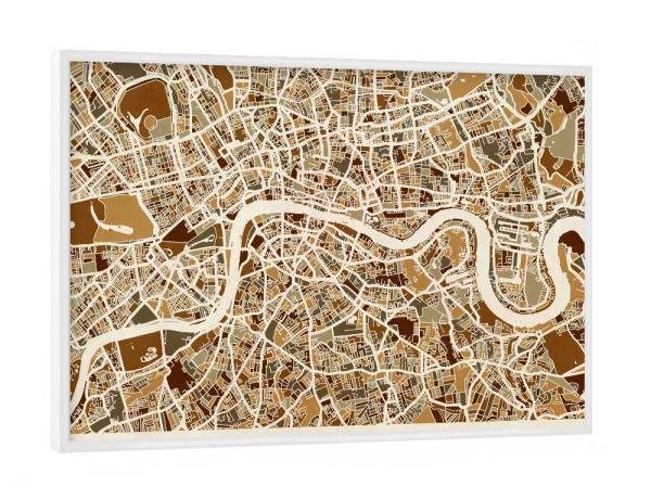 Poster mit weißem Rahmen "London England Street Map 2" artboxONE - Städte,Städte / London,Kartografie