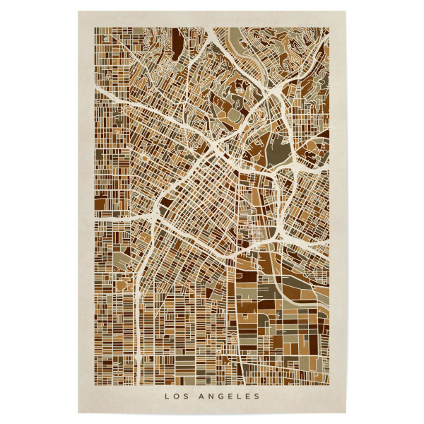 Poster 30x20 cm "Los Angeles City Street Map" artboxONE - Städte,Städte / Los Angeles,Kartografie