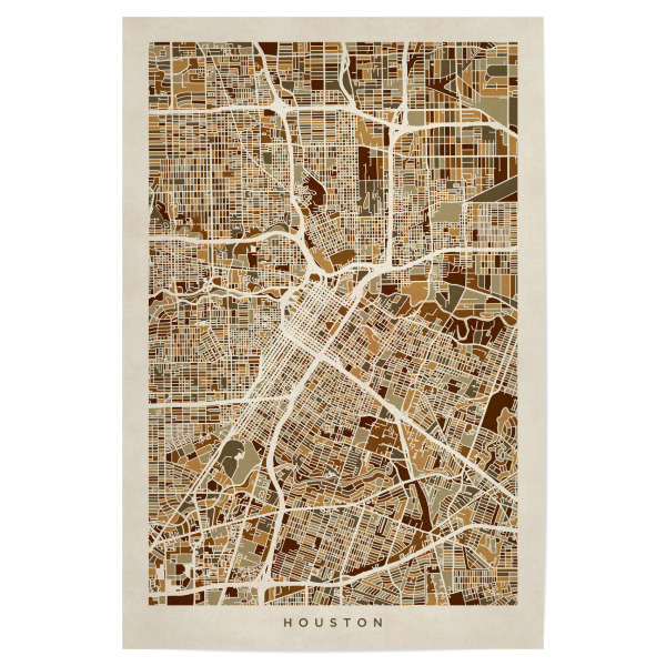 Poster "Houston Texas City Street Map" artboxONE - Städte,Kartografie