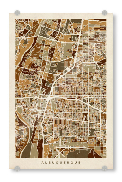 Acrylglasbild "Albuquerque New Mexico City Street Map" artboxONE - Städte,Kartografie