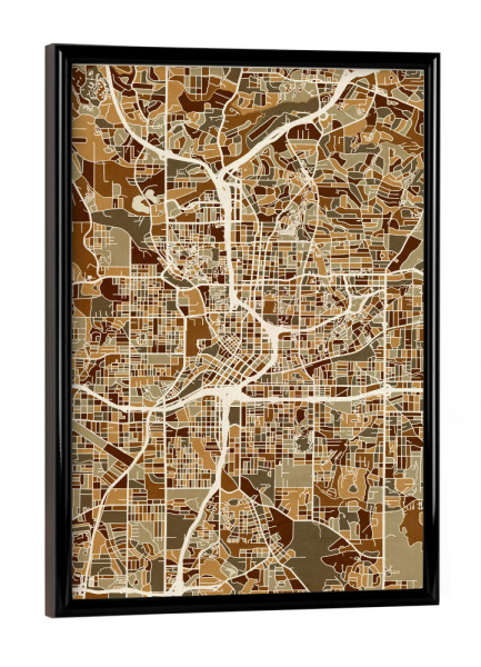 Poster mit schwarzem Rahmen "Atlanta Georgia City Map" artboxONE - Städte,Kartografie