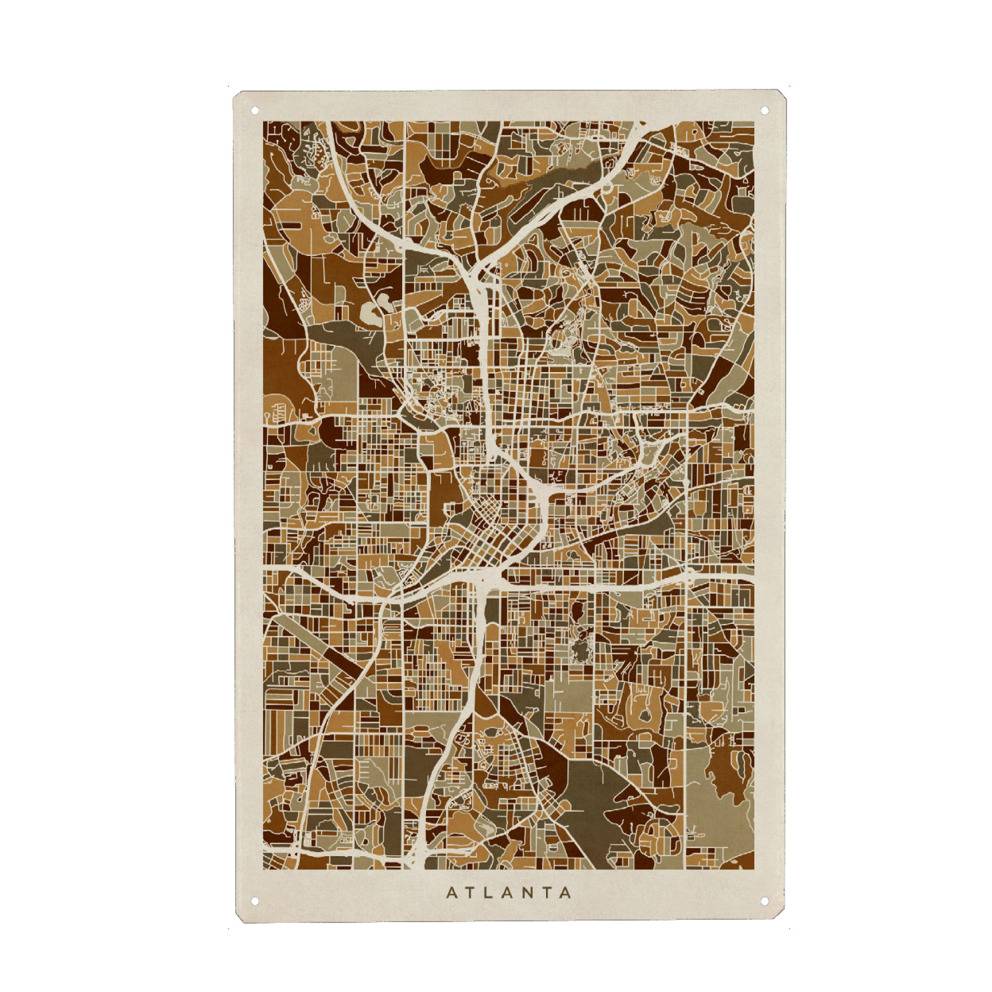 Metall Poster "Atlanta Georgia City Map" artboxONE - Städte,Kartografie