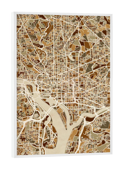 Poster mit weißem Rahmen "Washington DC Street Map" artboxONE - Städte,Städte / Washington,Kartografie
