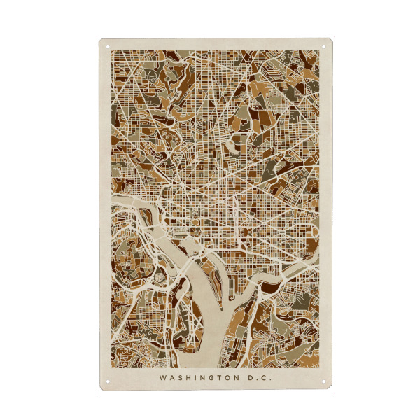 Holzbild "Washington DC Street Map" artboxONE - Städte,Städte / Washington,Kartografie