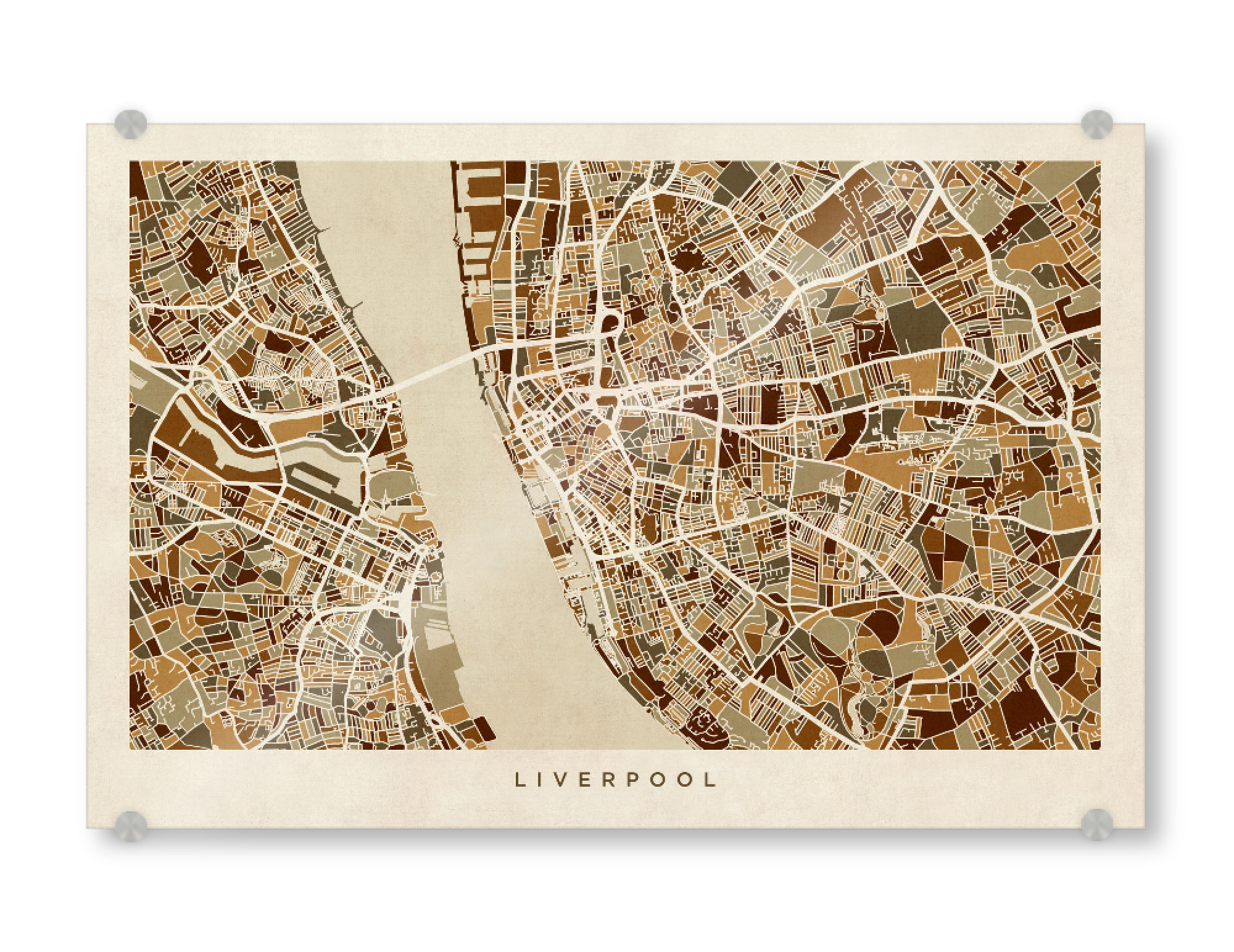 Acrylglasbild "Liverpool England Street Map" artboxONE - Städte,Kartografie