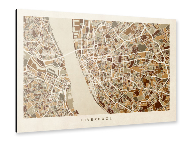 Alu-Dibond "Liverpool England Street Map" 30x20 cm artboxONE