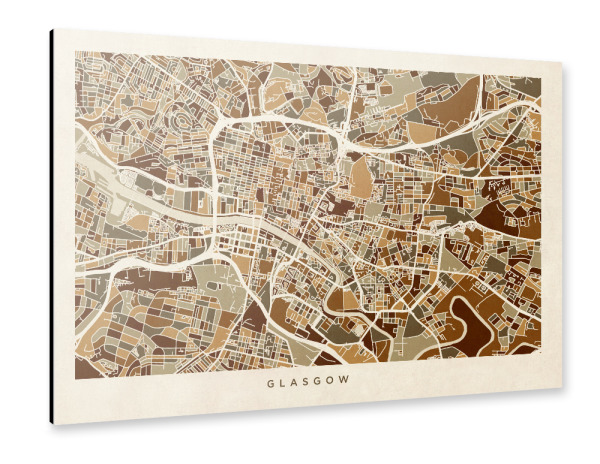 Alu-Dibond "Glasgow Street Map" 30x20 cm artboxONE