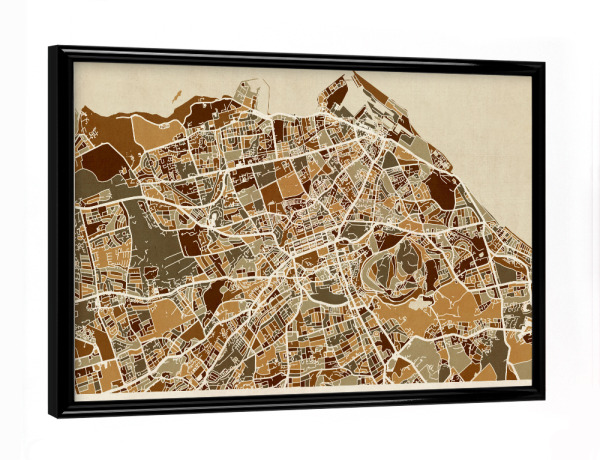 Poster mit schwarzem Rahmen "Edinburgh Street Map" artboxONE - Städte,Kartografie