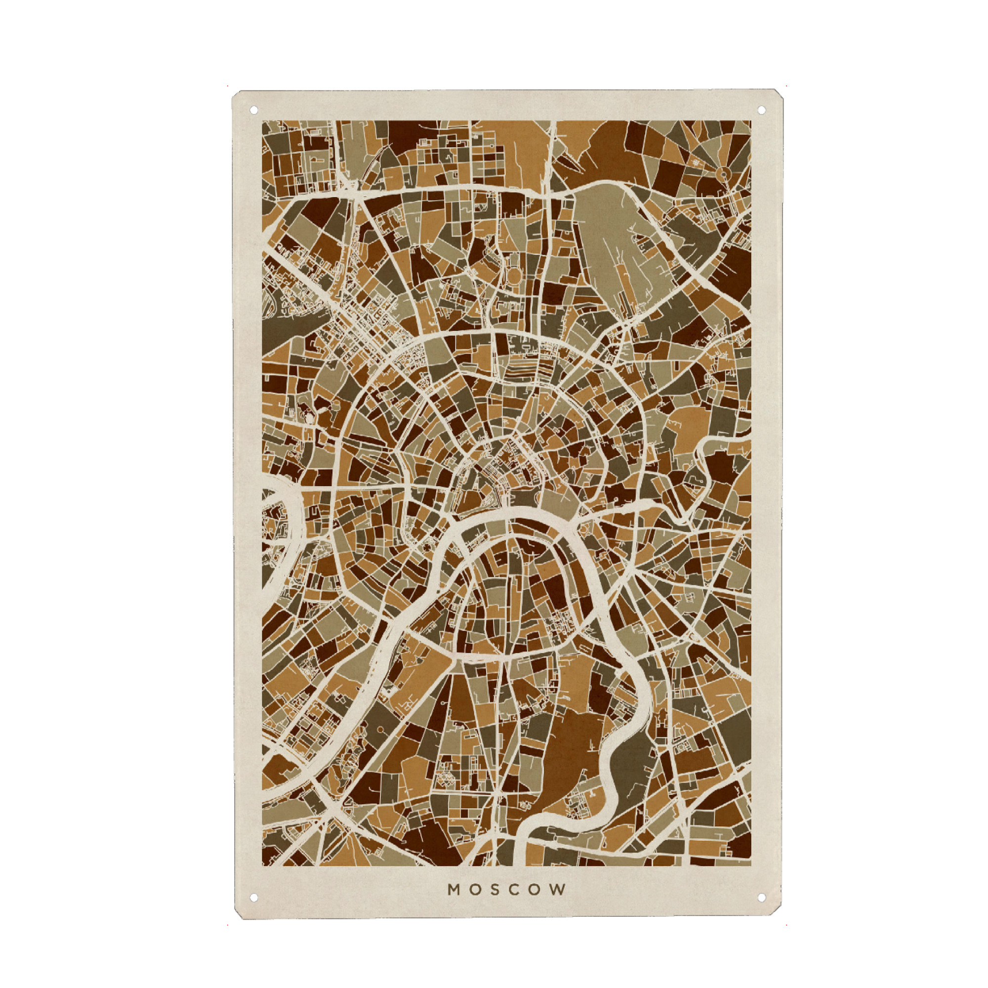 Metall Poster "Moscow City Street Map" artboxONE - Städte,Kartografie