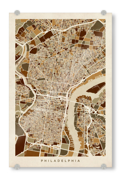 Acrylglasbild "Philadelphia Pennsylvania Street Map" artboxONE - Städte,Kartografie