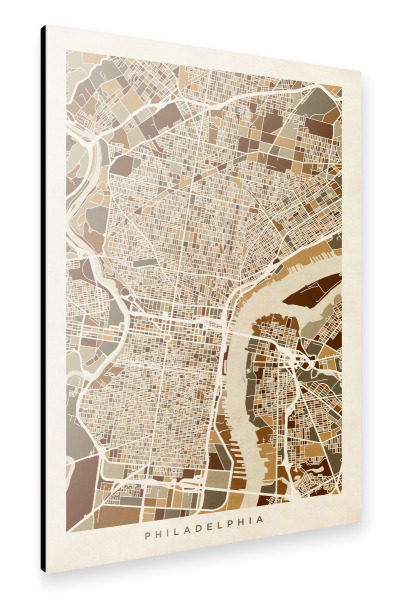 Alu-Dibond "Philadelphia Pennsylvania Street Map" 30x20 cm artboxONE