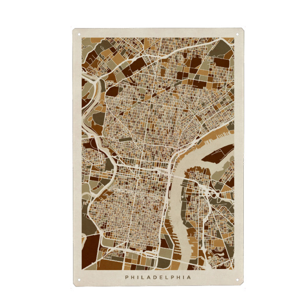 Metall Poster "Philadelphia Pennsylvania Street Map" artboxONE - Städte,Kartografie