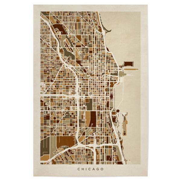 Poster 30x20 cm "Chicago City Street Map" artboxONE - Städte / Chicago,Kartografie