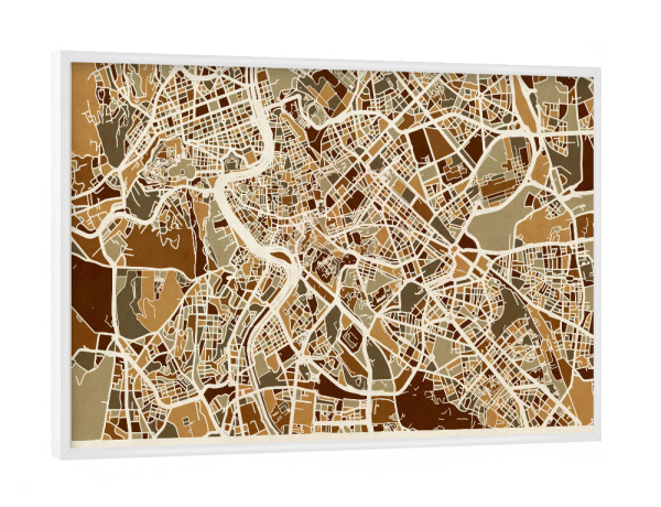 Poster mit weißem Rahmen "Rome Italy Street Map" artboxONE - Städte / Rom,Kartografie