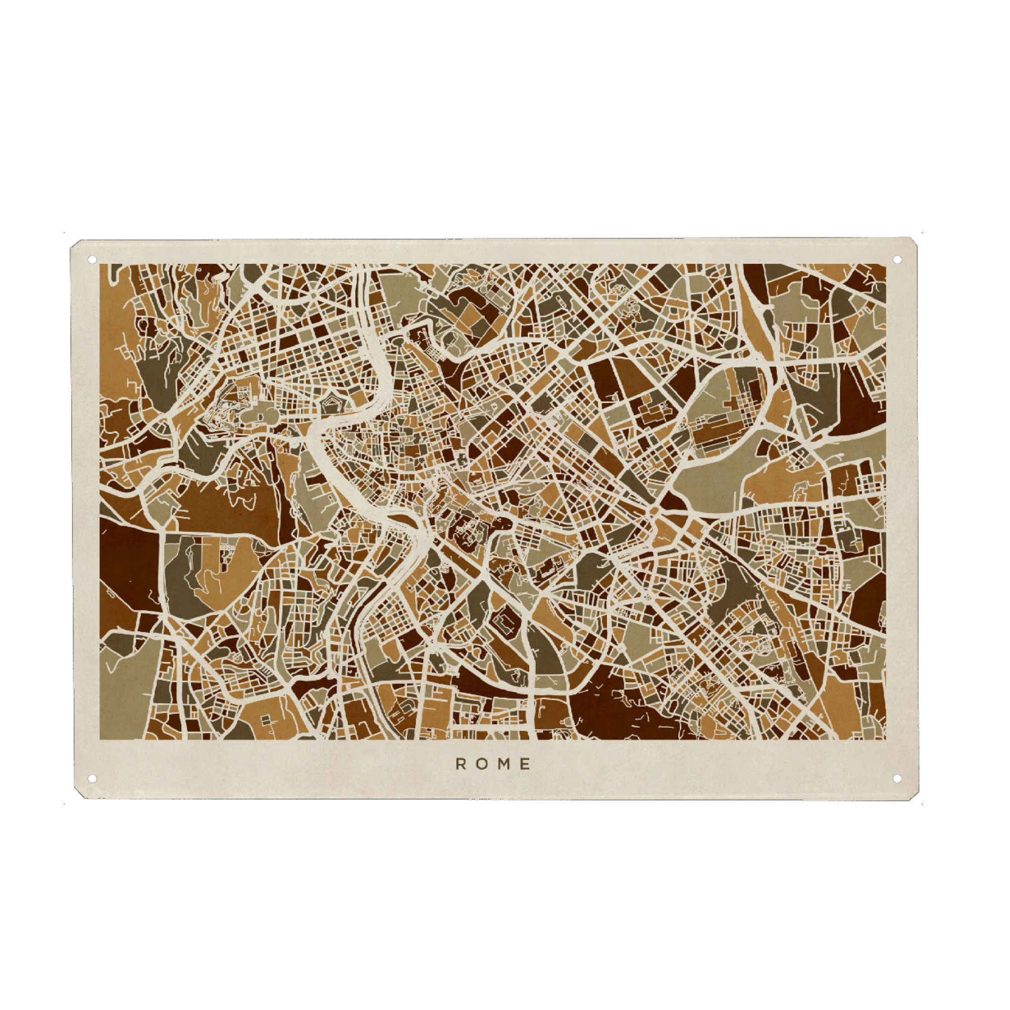 Metall Poster "Rome Italy Street Map" artboxONE - Städte / Rom,Kartografie
