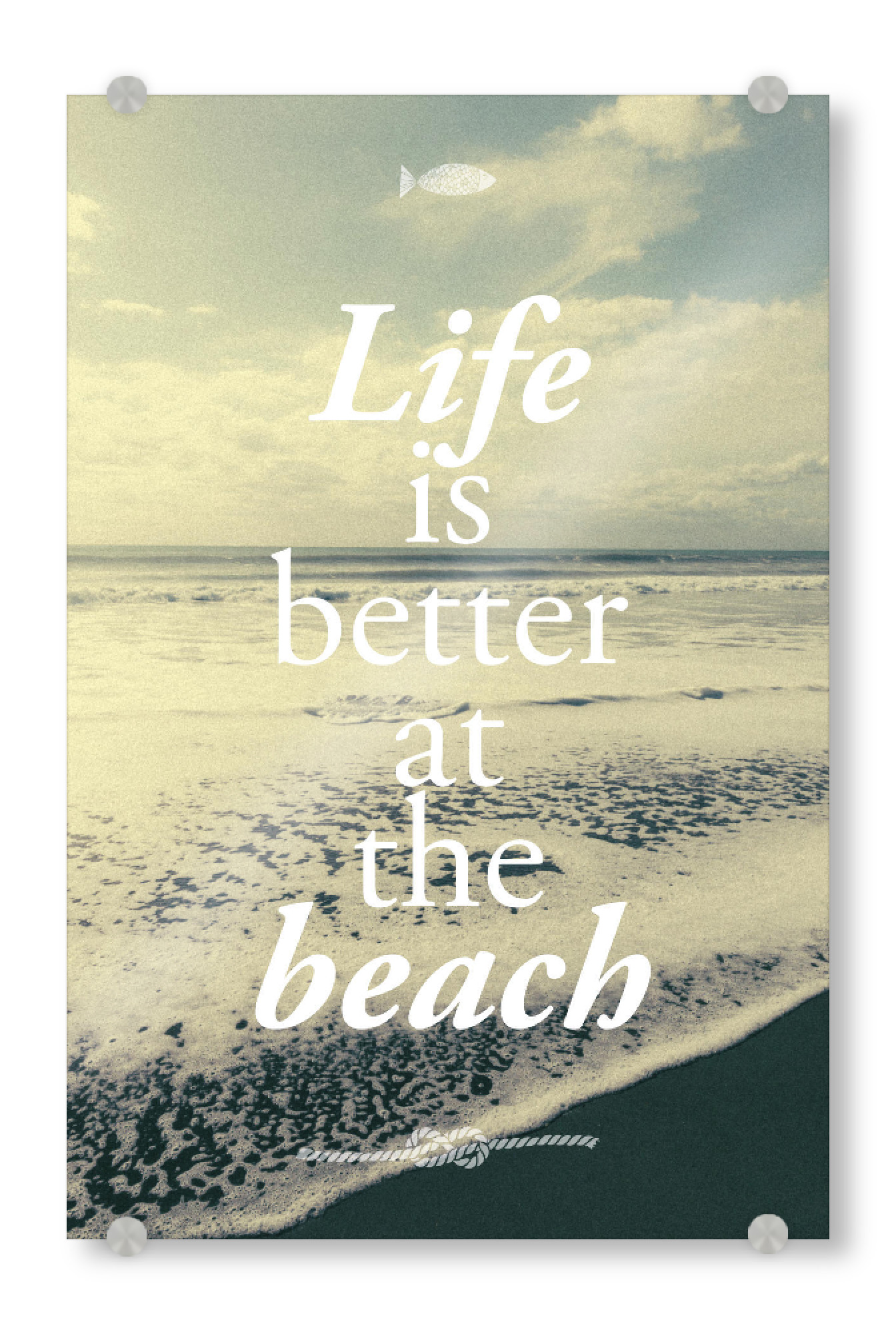 Acrylglasbild "Life is better at the beach" artboxONE - Typografie - Strand,Meer,Wellen