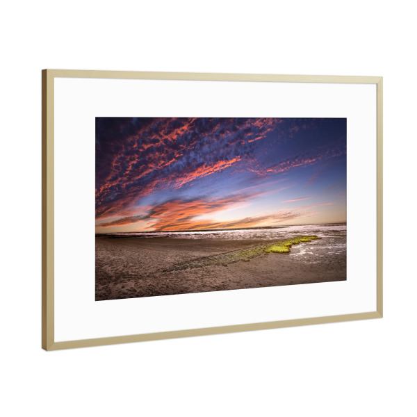 Poster mit Rahmen Gold "North Sea sunset" artboxONE - Natur,Floral,Reise / Strand und Meer