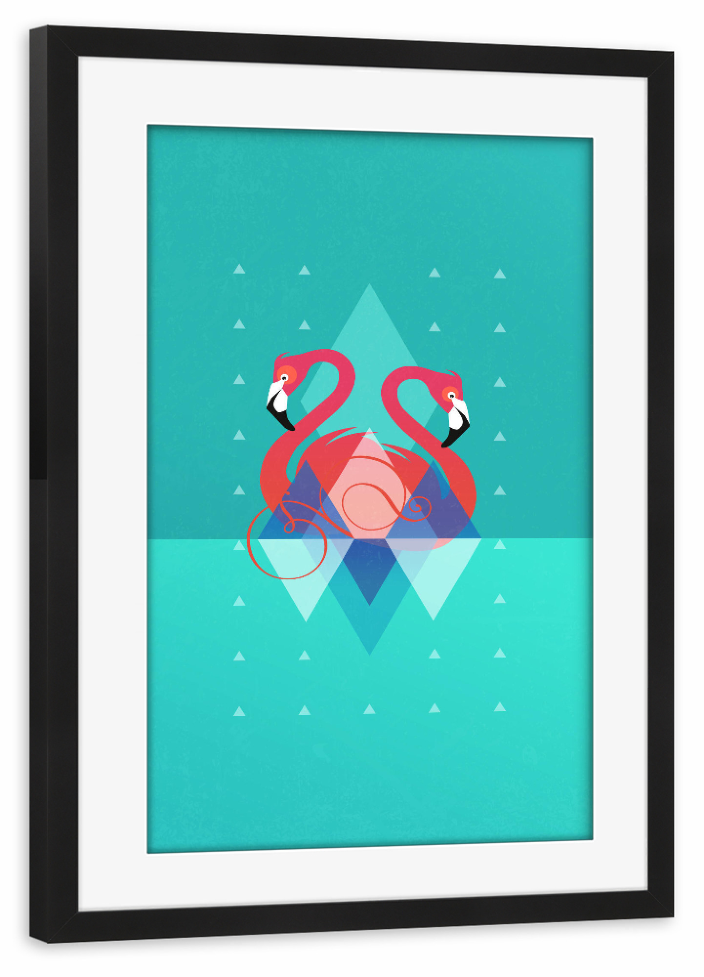 Poster mit Rahmen schwarz "Pink Flamingos" artboxONE - Natur,Tiere,Geometrie
