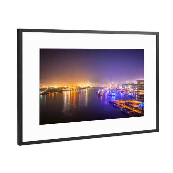 Poster mit Rahmen Schwarz (Metallic) "Hamburger Hafen XIV" artboxONE - Städte / Hamburg,Architektur