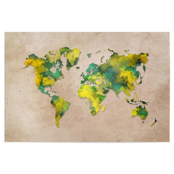 Poster "World map 53 green" artboxONE - Typografie,Abstrakt,Kartografie