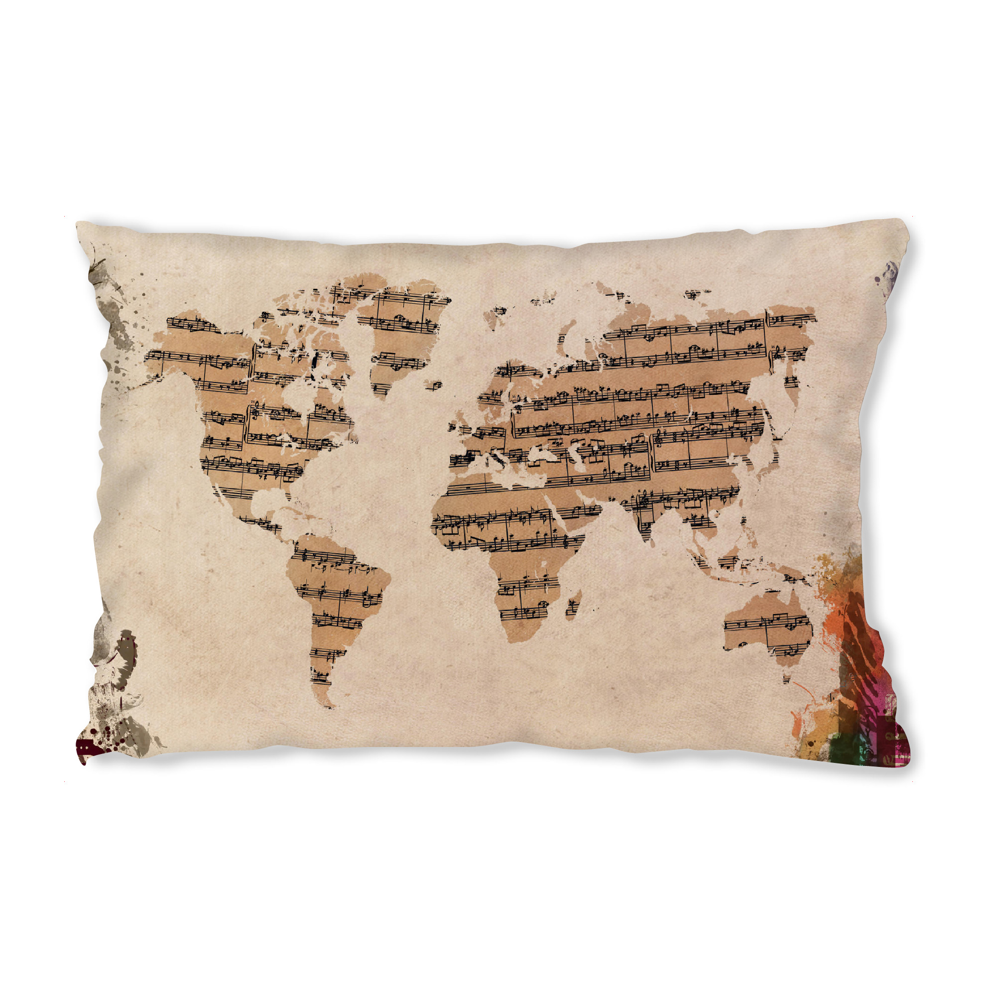 Design-Kissen "World map 41 music world" artboxONE - Abstrakt,Musik,Kartografie