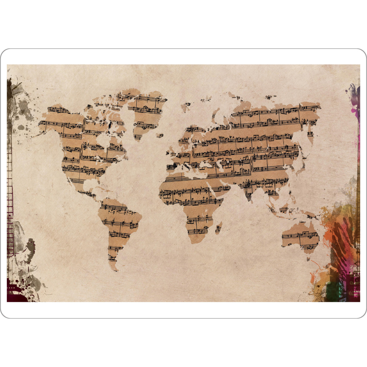 Tischset "World map 41 music world" artboxONE - Abstrakt,Musik,Kartografie