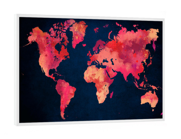 Poster mit weißem Rahmen "World map red" artboxONE - Kartografie