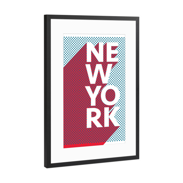 Poster mit Rahmen Schwarz (Metallic) "New York Pop Art" artboxONE - Städte / New York,Typografie,Reise,Abstrakt - Stadt,Popart,Retro,City,New york,Usa