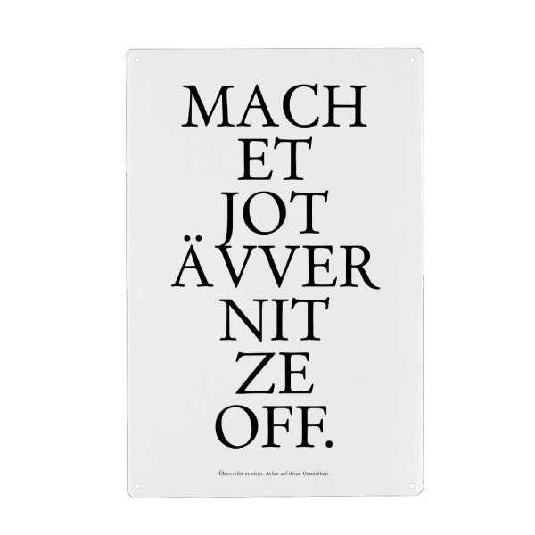 Holzbild "Kölsches Grundgesetz " Mach et jot ävver nit ze off" artboxONE - Städte / Köln,Typografie,Schwarzweiß