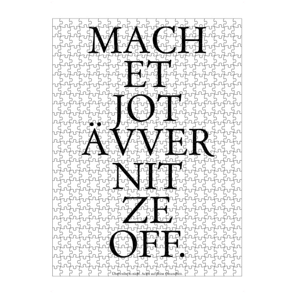 Puzzle Ravensburger "Kölsches Grundgesetz " Mach et jot ävver nit ze off" artboxONE - Städte / Köln,Typografie,Schwarzweiß