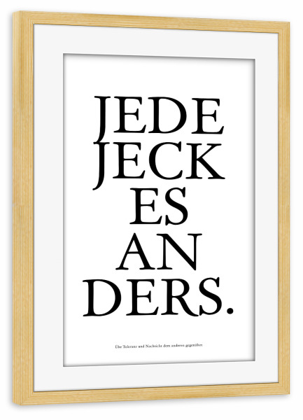 Poster mit Rahmen kiefer "Kölsches Grundgesetz" artboxONE - Städte / Köln,Typografie,Schwarzweiß