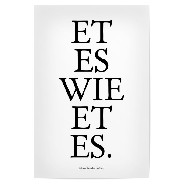 Poster 30x20 cm "Kölsches Grundgesetz "Et es wie et es" artboxONE - Städte / Köln,Typografie,Schwarzweiß
