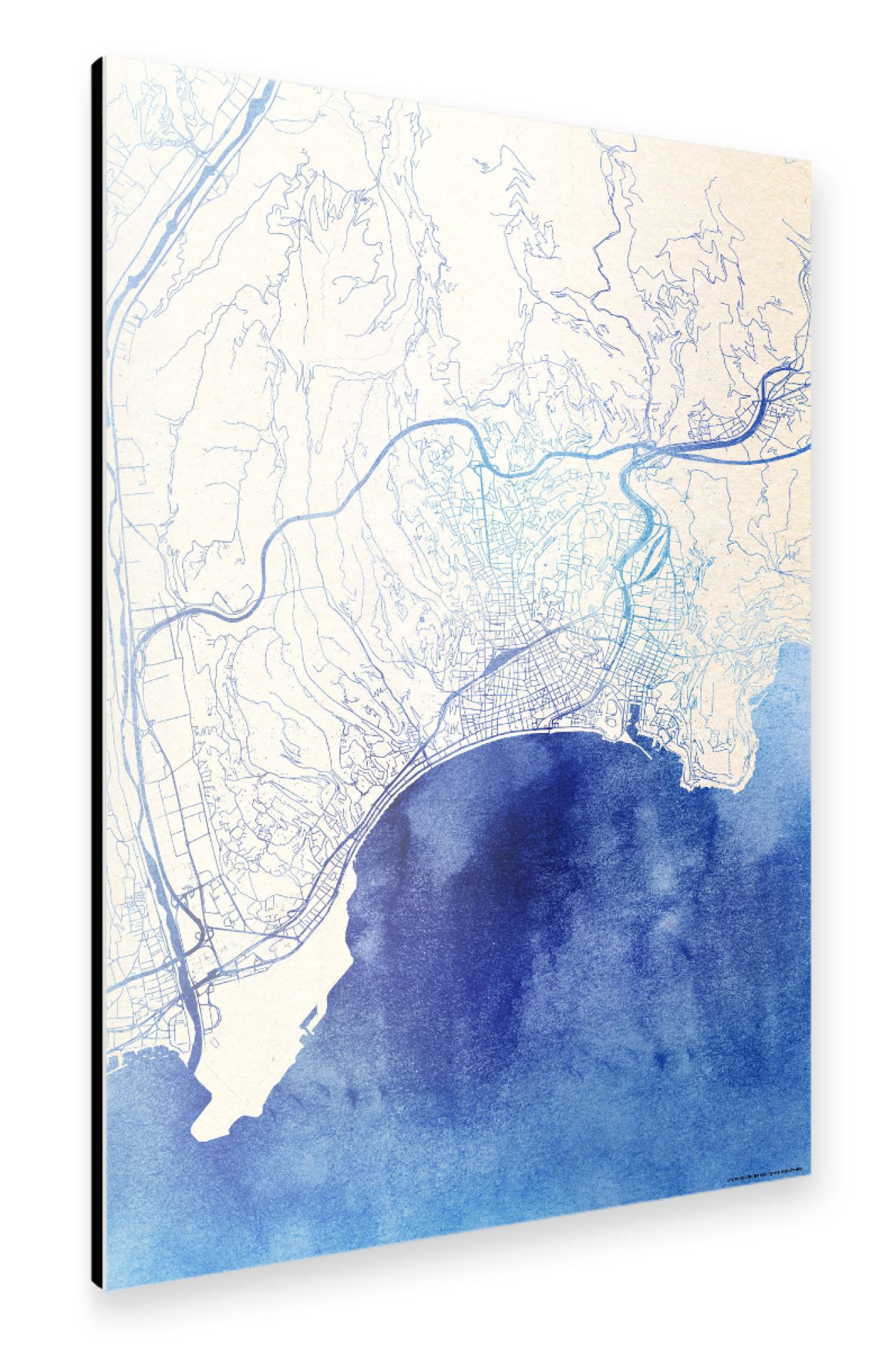 Alu-Dibond "Nizza Frankreich Blue Infusion Map I" 75x50 cm artboxONE