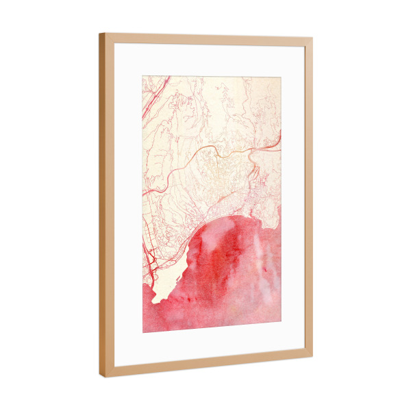 Poster mit Rahmen Kupfer "Nizza Frankreich I" artboxONE - Städte,Reise - Städte,Stadtkarte,Wasserfarbe