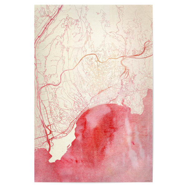 Poster 30x20 cm "Nizza Frankreich I" artboxONE - Städte,Reise - Städte,Stadtkarte,Wasserfarbe