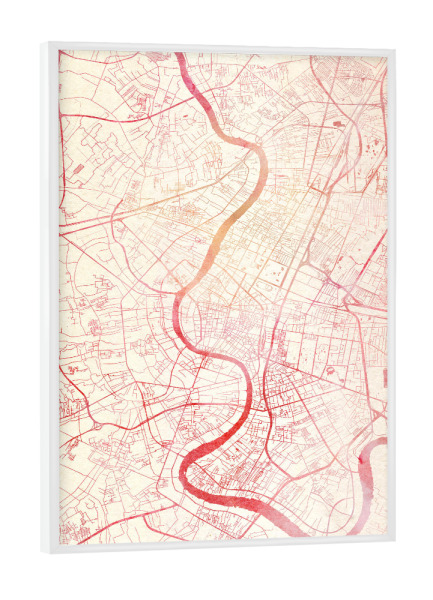 Poster mit weißem Rahmen "Bangkok Thailand I" artboxONE - Städte,Reise - Städte,Stadtkarte,Wasserfarbe