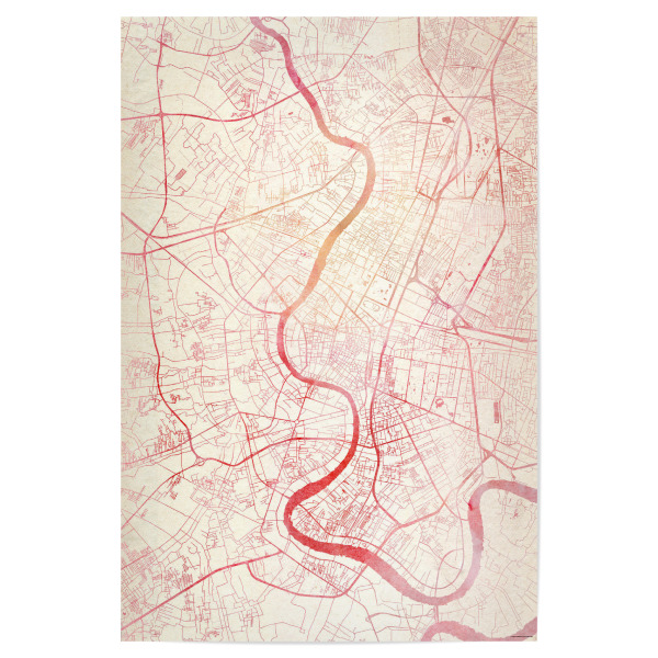 Poster 30x20 cm "Bangkok Thailand I" artboxONE - Städte,Reise - Städte,Stadtkarte,Wasserfarbe