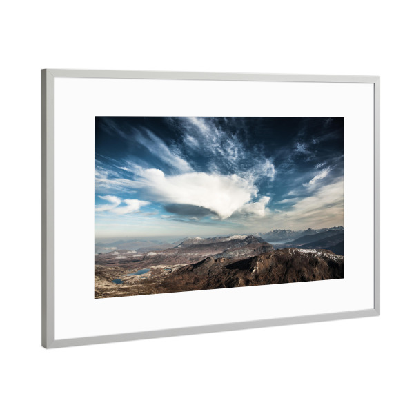 Poster mit Rahmen Silber "Berglandschaft II" artboxONE - Natur - Berge,Bergkette,Wolken,Himmel,Wolkenhimmel,Berglandschaft,Norwegen,Landschaft
