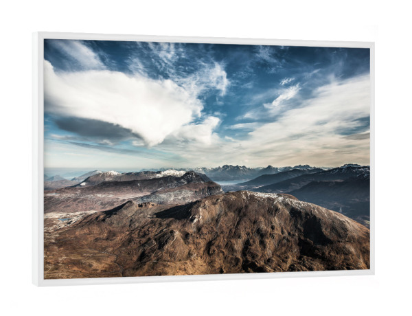 Poster mit weißem Rahmen "Berglandschaft I" artboxONE - Natur - Berge,Bergkette,Wolken,Himmel,Wolkenhimmel,Berglandschaft,Norwegen,Landschaft
