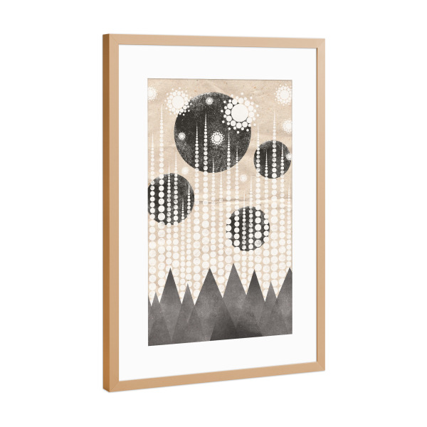Poster mit Rahmen Kupfer "Forest pattern" artboxONE - Natur,Abstrakt,Schwarzweiß,Geometrie - Muster,Schwarz weiss,Wald,Berge,Abstrakt,Nachts