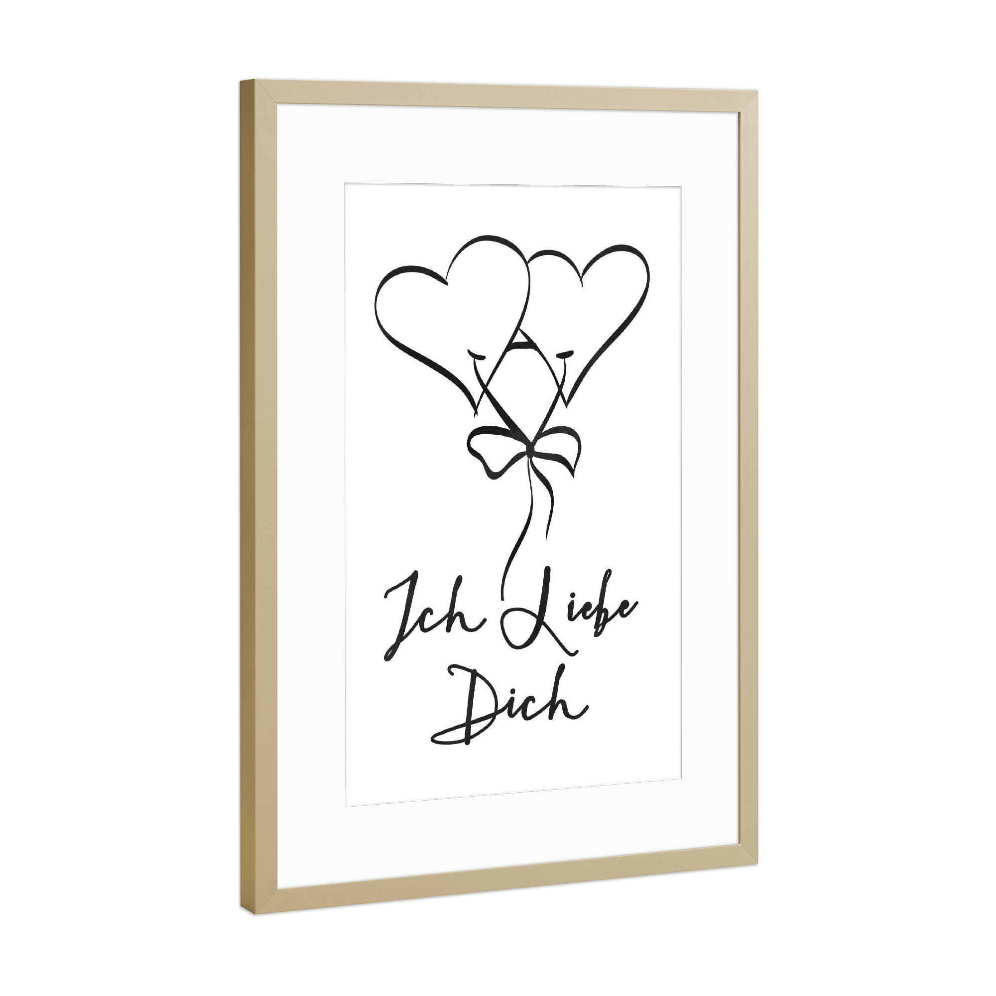 Poster mit Rahmen Gold "Ich Liebe Dich" artboxONE - Schwarzweiß,Liebe,Fashion