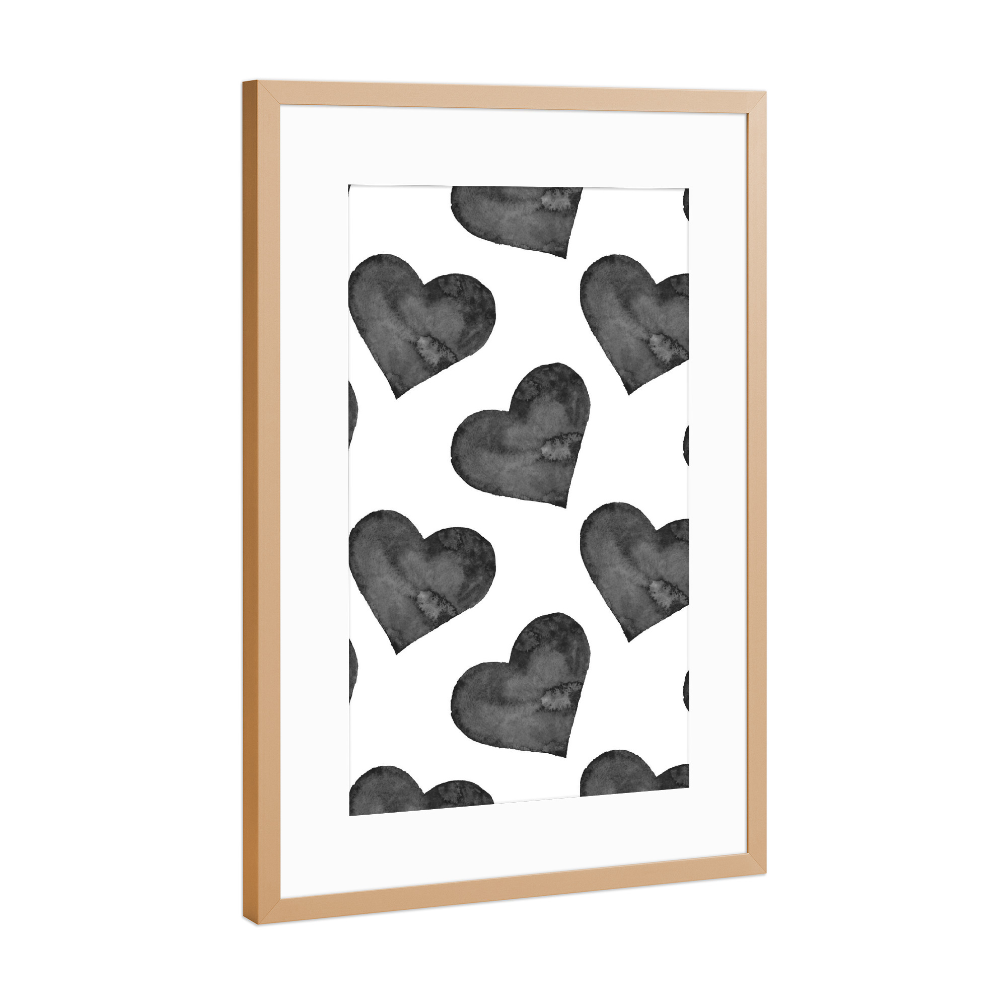 Poster mit Rahmen Kupfer "Heart Wall Art" artboxONE - Schwarzweiß,Liebe,Fashion