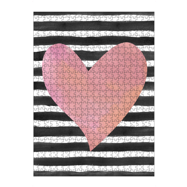 Puzzle Ravensburger "Heart Art" artboxONE - Typografie,Schwarzweiß,Liebe,Fashion - Herz,Heart,Streifen,Stripes - Bild herz