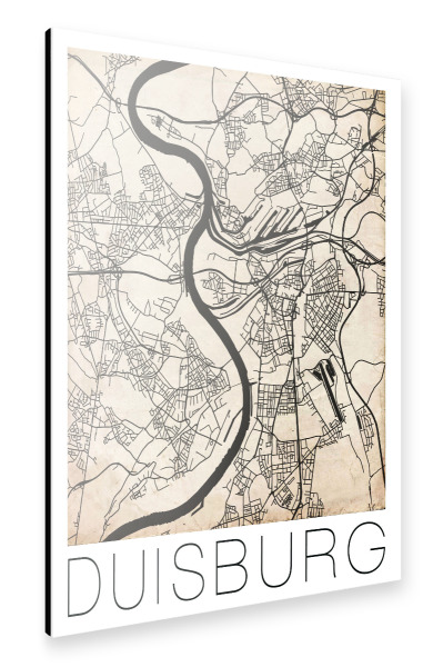 Alu-Dibond "Retro Map Duisburg Vintage Germany" 30x20 cm artboxONE
